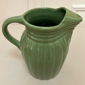 Robinson Ransbottom green heavy pottery ice pitcher stoneware Roseville
